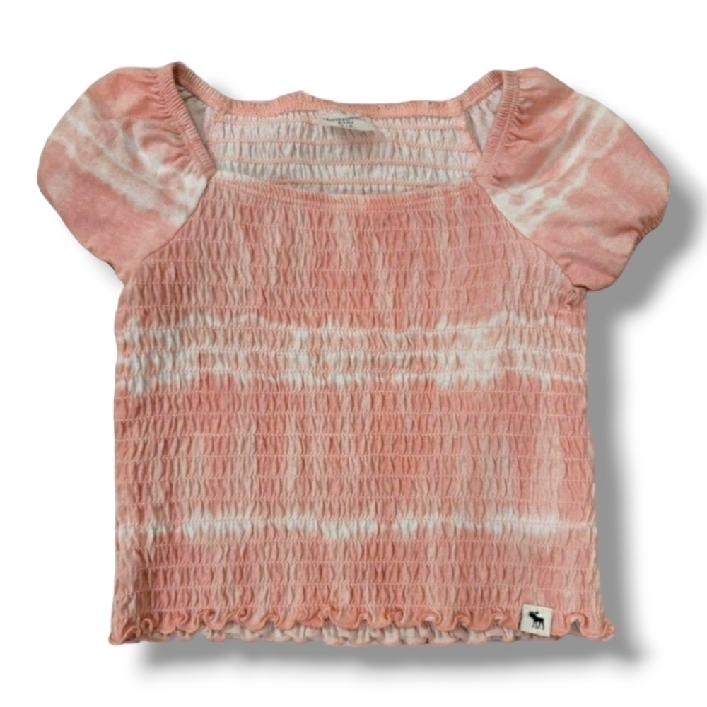 Abercrombie Kids Pink And White Smocked Short Sleeve Top - Size 5/6
